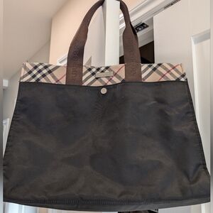 Burberry Blue Label Nylon, Canvas And Leather Tote